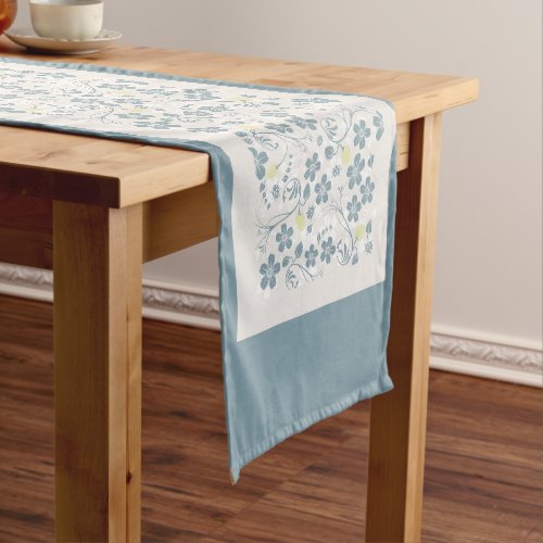 Tourmaline Plumbago Flowers Short Table Runner