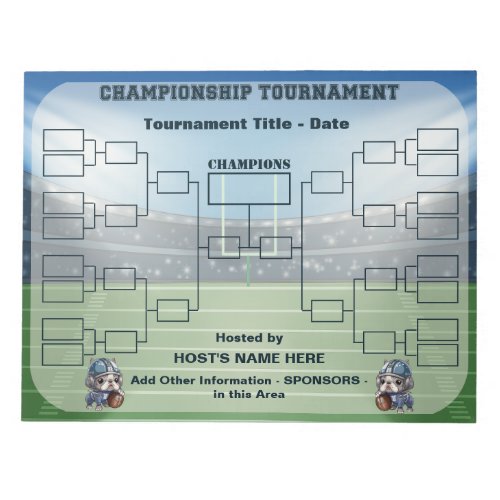 Tournament Bracket french bulldog quarterback  Notepad