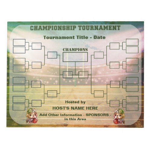 Tournament Bracket french bulldog quarterback  Notepad