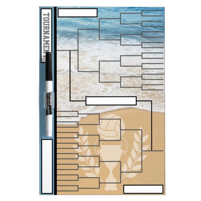 Tournament Brackets Beach Volleyball Dry Erase Board (Front)