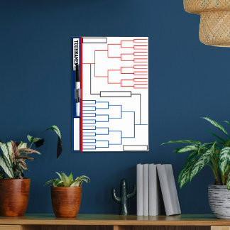 Tournament Brackets Red White Blue Dry Erase Board