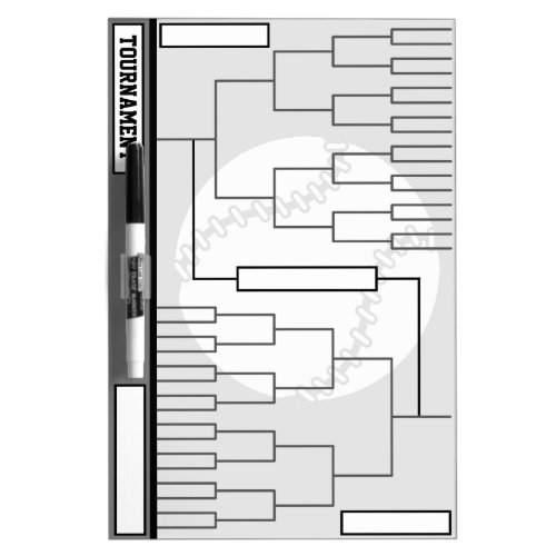Tournament Brackets with Baseball Gray Dry Erase Board
