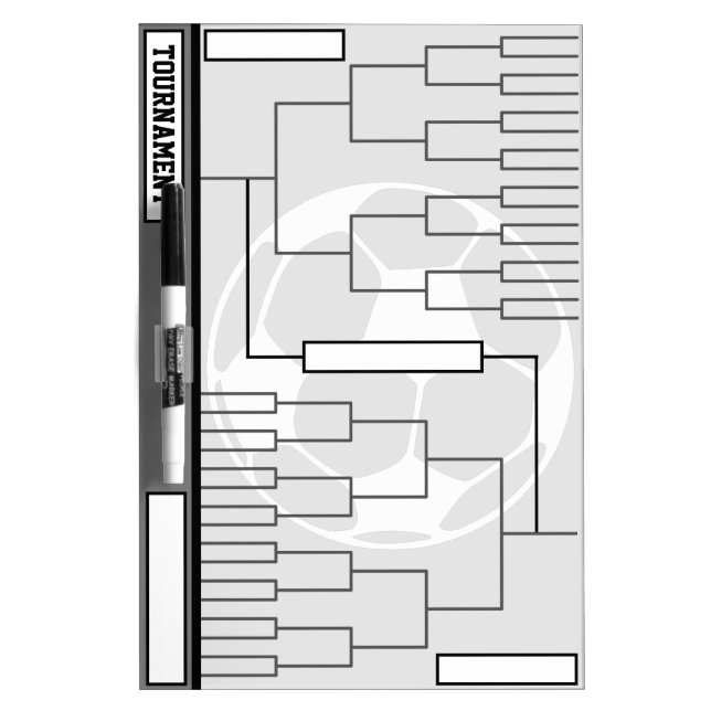 Tournament Brackets with Soccer Ball Gray  Dry Erase Board (Front)