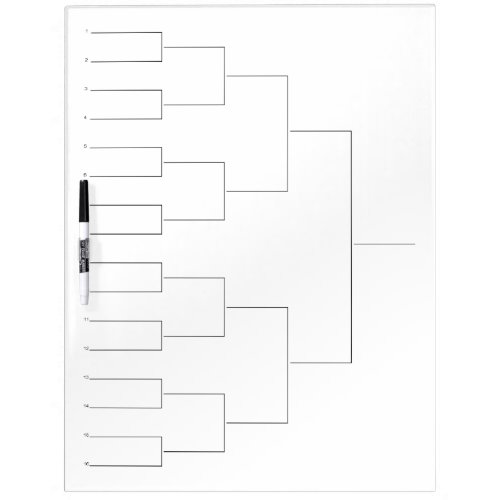 Tournament draw dry erase board for 16 players