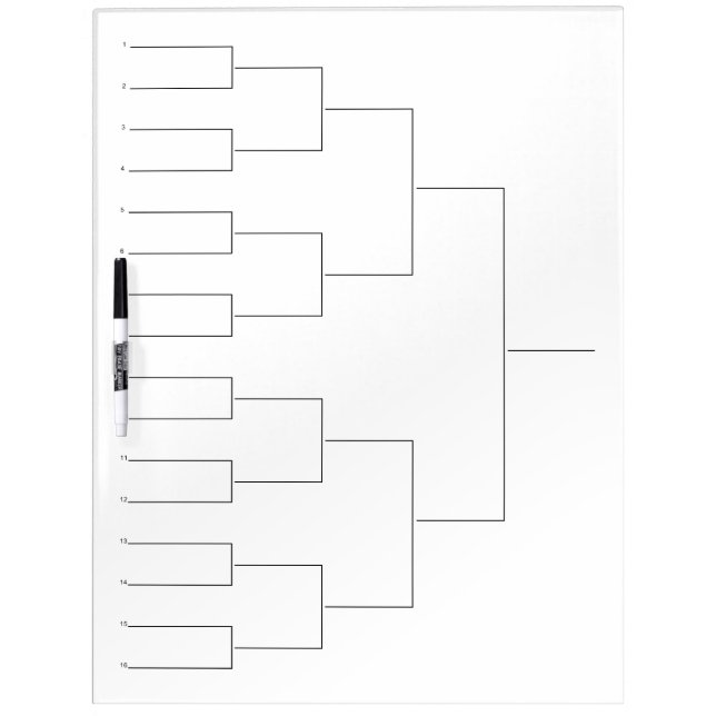 Tournament draw dry erase board for 16 players (Front)