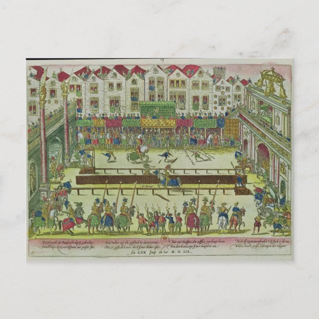 Tournament during which Henri II Postcard (Front)