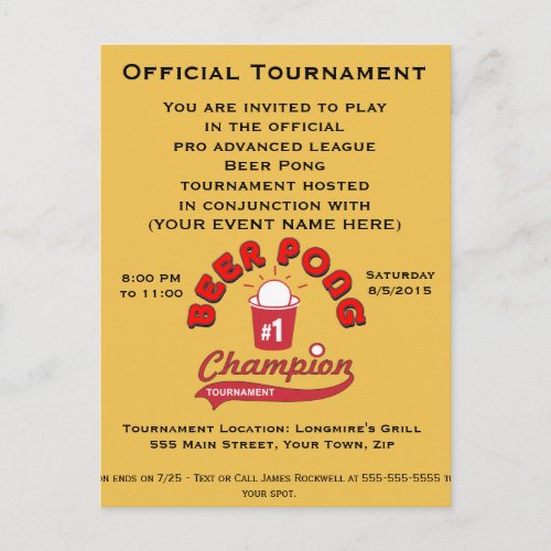 Tournament Invitation Postcard