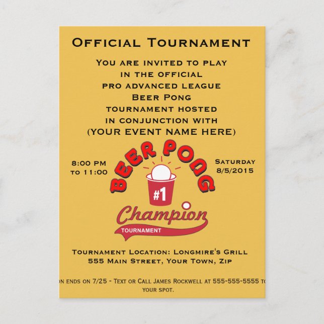 Tournament Invitation Postcard (Front)