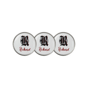 Tournament League Vintage Gothic Monogram Name Golf Ball Marker