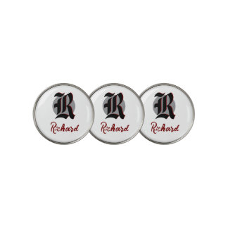 Tournament League Vintage Gothic Monogram Name Golf Ball Marker