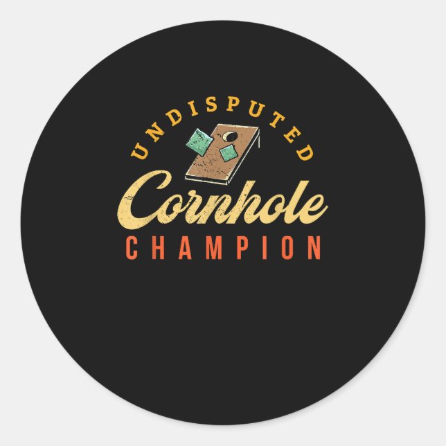 Tournament Win Cornhole Champ Classic Round Sticker (Front)