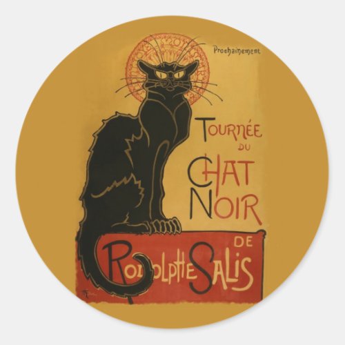 Tournee de Chat Noir Black Cat Classic Round Sticker