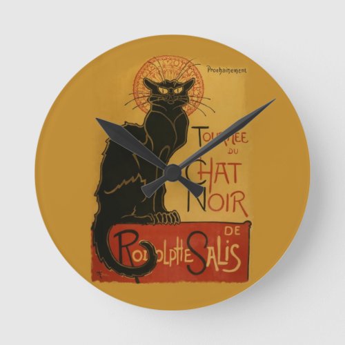 Tournee de Chat Noir Black Cat Round Clock