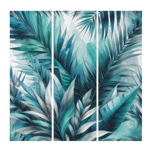 Tourquoise Palm Leaves Triptych