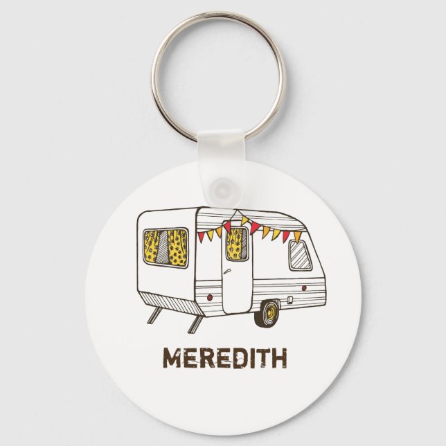 Tow Behind Camper Caravan Personalized Keychain (Front)