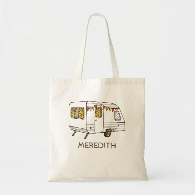 Tow Behind Camper or Caravan Personalized Tote Bag (Front)