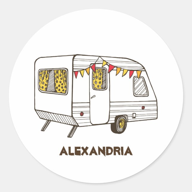 Tow Behind Caravan Camper Personalized Stickers (Front)