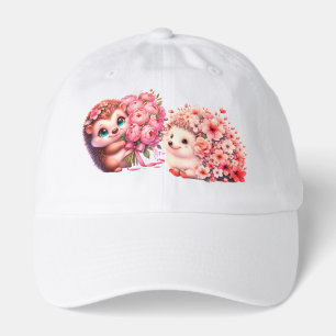  Tow cuteRomantic Floral Hedgehog Duo Illustration Hat