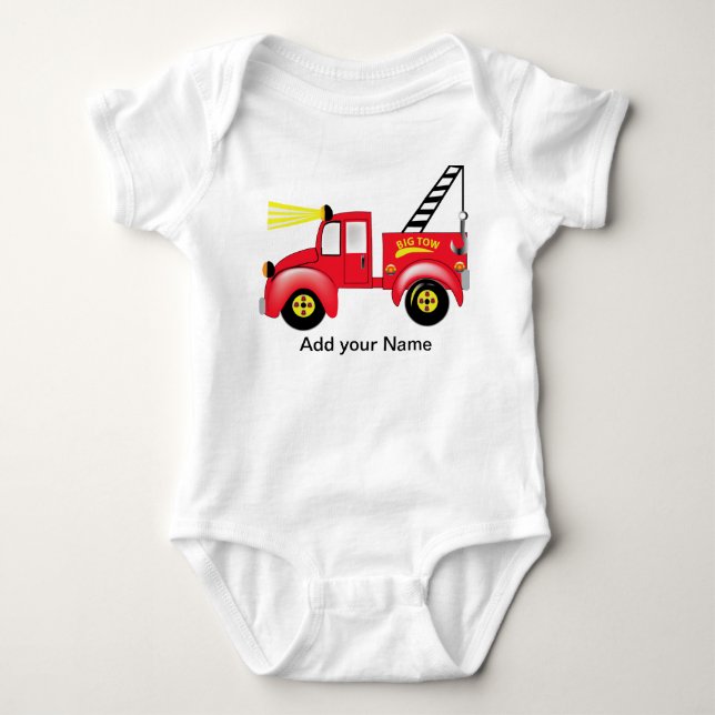 Tow Truck "add your own name" Baby Bodysuit (Front)
