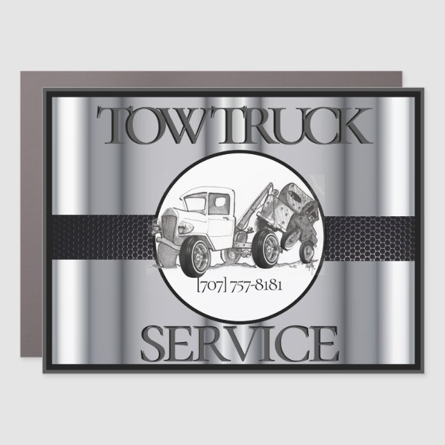 Tow truck  advertisements car magnet (Front)
