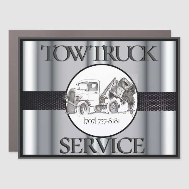 Tow truck  advertisements car magnet (Front)