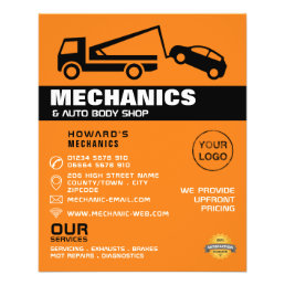 Tow Truck, Auto Mechanic &amp; Repairs Advertising Flyer