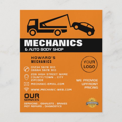 Tow Truck Auto Mechanic  Repairs Advertising Flyer