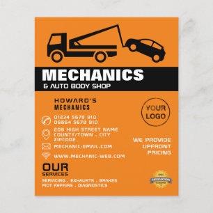 Tow Truck, Auto Mechanic & Repairs Advertising Flyer