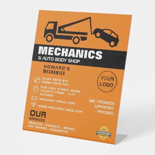 Tow Truck Auto Mechanic  Repairs Advertising Pedestal Sign