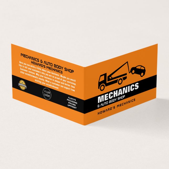 Tow Truck, Auto Mechanic & Repairs, Detailed Business Card (Outside)