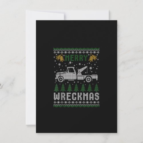Tow Truck Christmas Merry Wreckmas Ugly Sweater Ta Invitation
