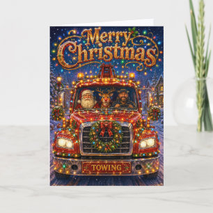 Tow Truck Company Landscaping Christmas Corporate Holiday Card