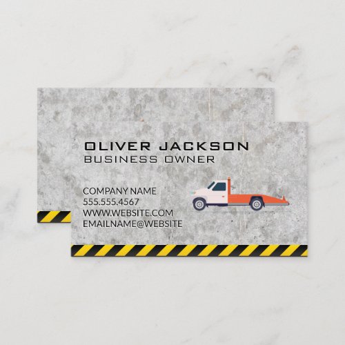 Tow Truck  Concrete Background Business Card