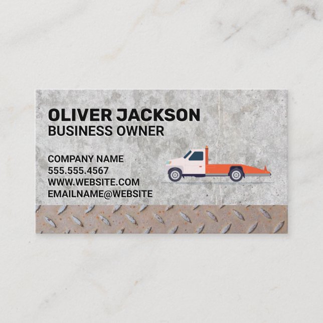 Tow Truck | Concrete Steel Business Card (Front)