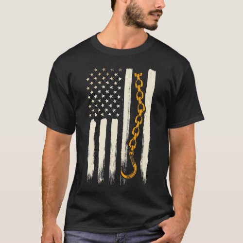 Tow Truck Driver Gifts American Flag Patriotic Tow T_Shirt