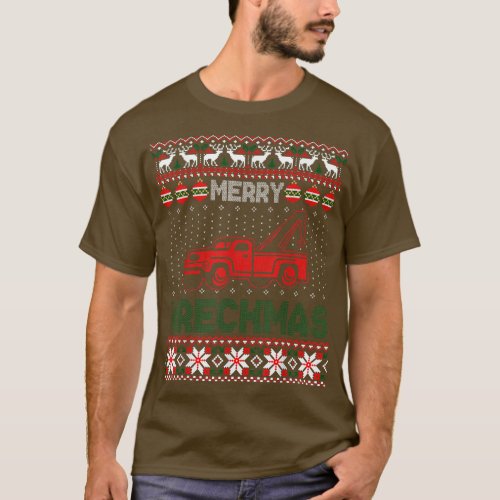 Tow Truck Driver Gifts Funy Ugly Christmas Merry W T_Shirt