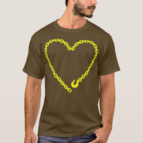 Tow Truck Driver Heart Yellow Tow Hook Chain Towin T_Shirt