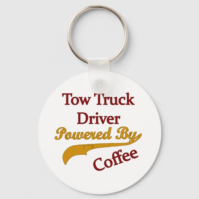 Tow Truck Driver Powered By Coffee Keychain (Front)