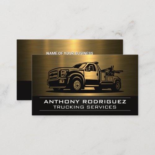 Tow Truck  Gold Metallic Business Card