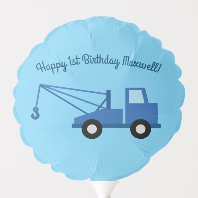 Tow Truck Kids Birthday Construction Balloon (Front)