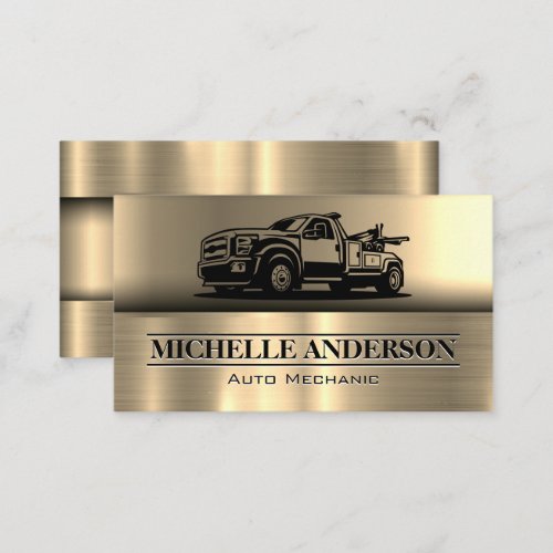 Tow Truck  Metallic Background Business Card