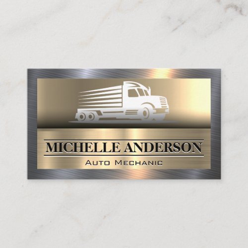 Tow Truck  Metallic  Steel Shine Business Card