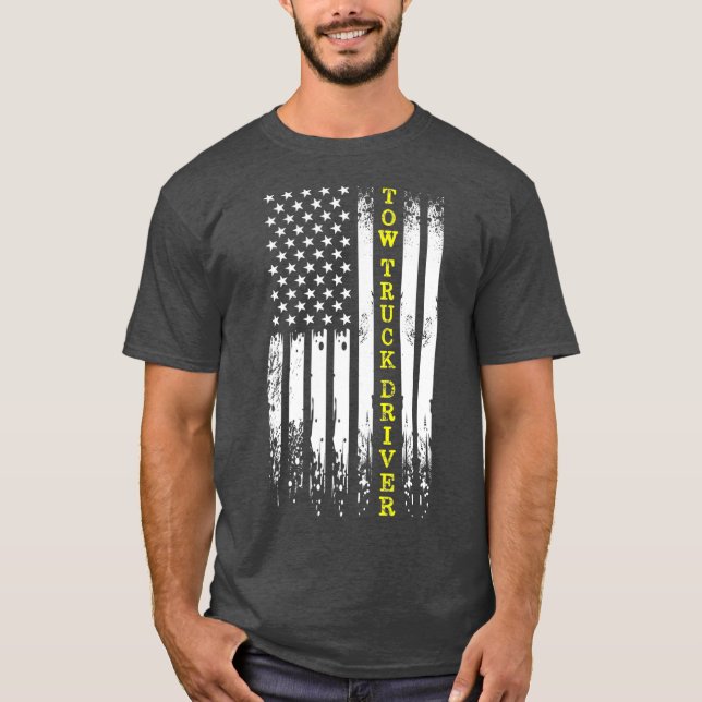 Tow Truck Operator Thin Yellow Line Wrecker Tow T-Shirt (Front)