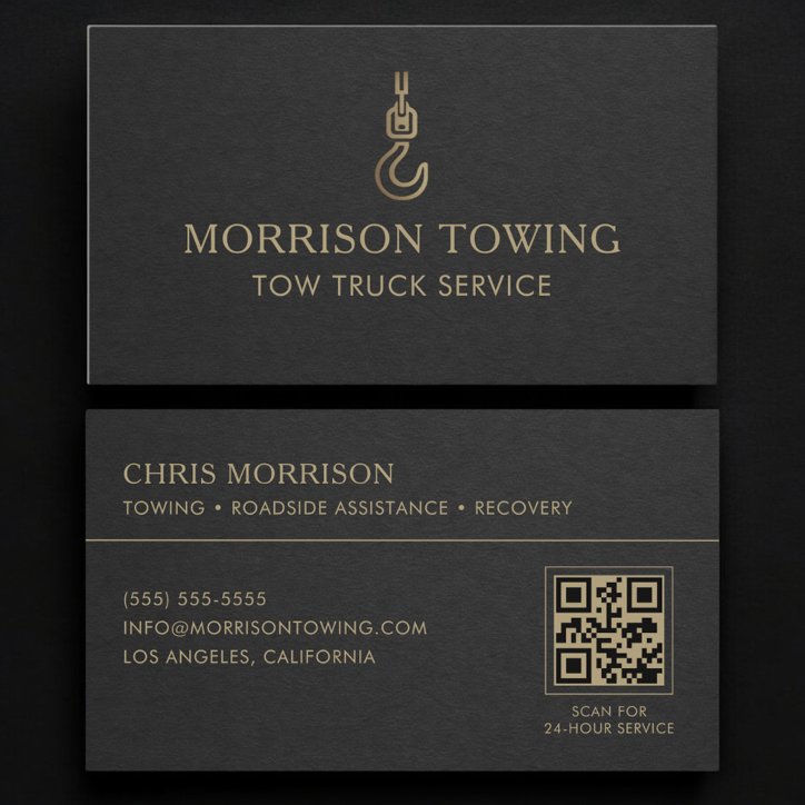 Tow Truck Service QR Code Business Card