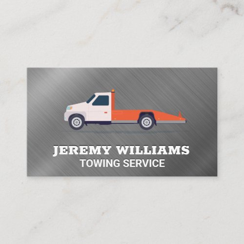 Tow Truck Services  Metallic Brushed Background Business Card