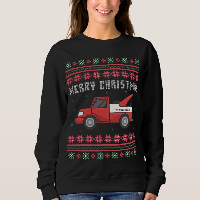 Tow Truck Ugly Christmas Sweater (Front)