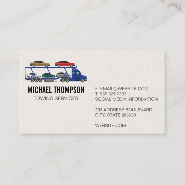 Tow Truck Vehicle Icon Business Card (Front)