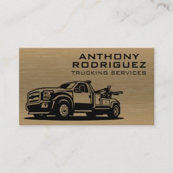 Tow Truck Vehicle | Metallic Background Business Card by lovely_businesscards at Zazzle