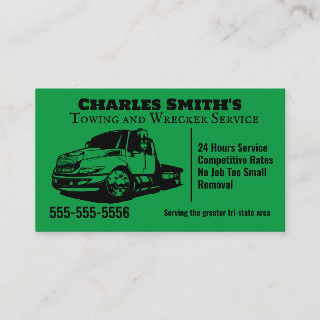 Tow Truck Wrecker Business Card (Front)