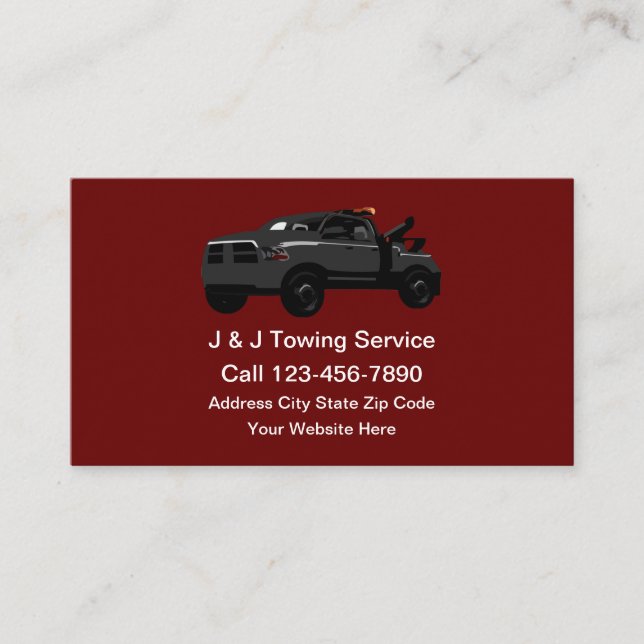 Tow Truck Wrecker Business Cards (Front)